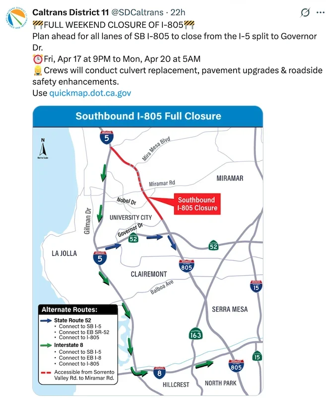 Caltrans 805 shutdown