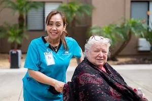 Canyon Villas resident enjoying the grounds