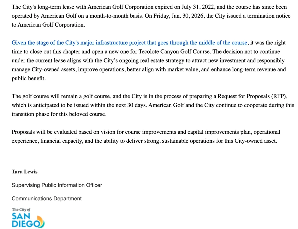 City golf response