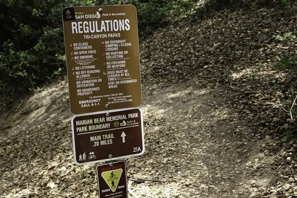Marian Bear Park Rules sign