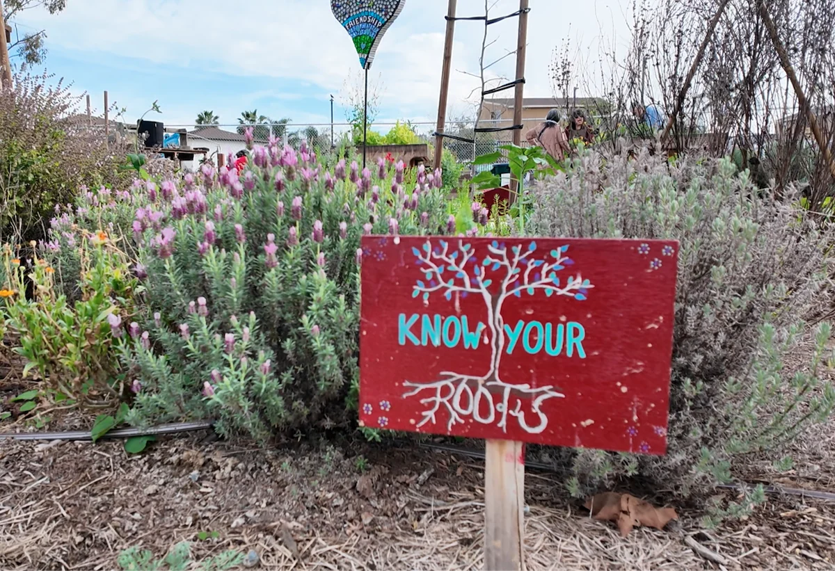 Know Your Roots Garden sign