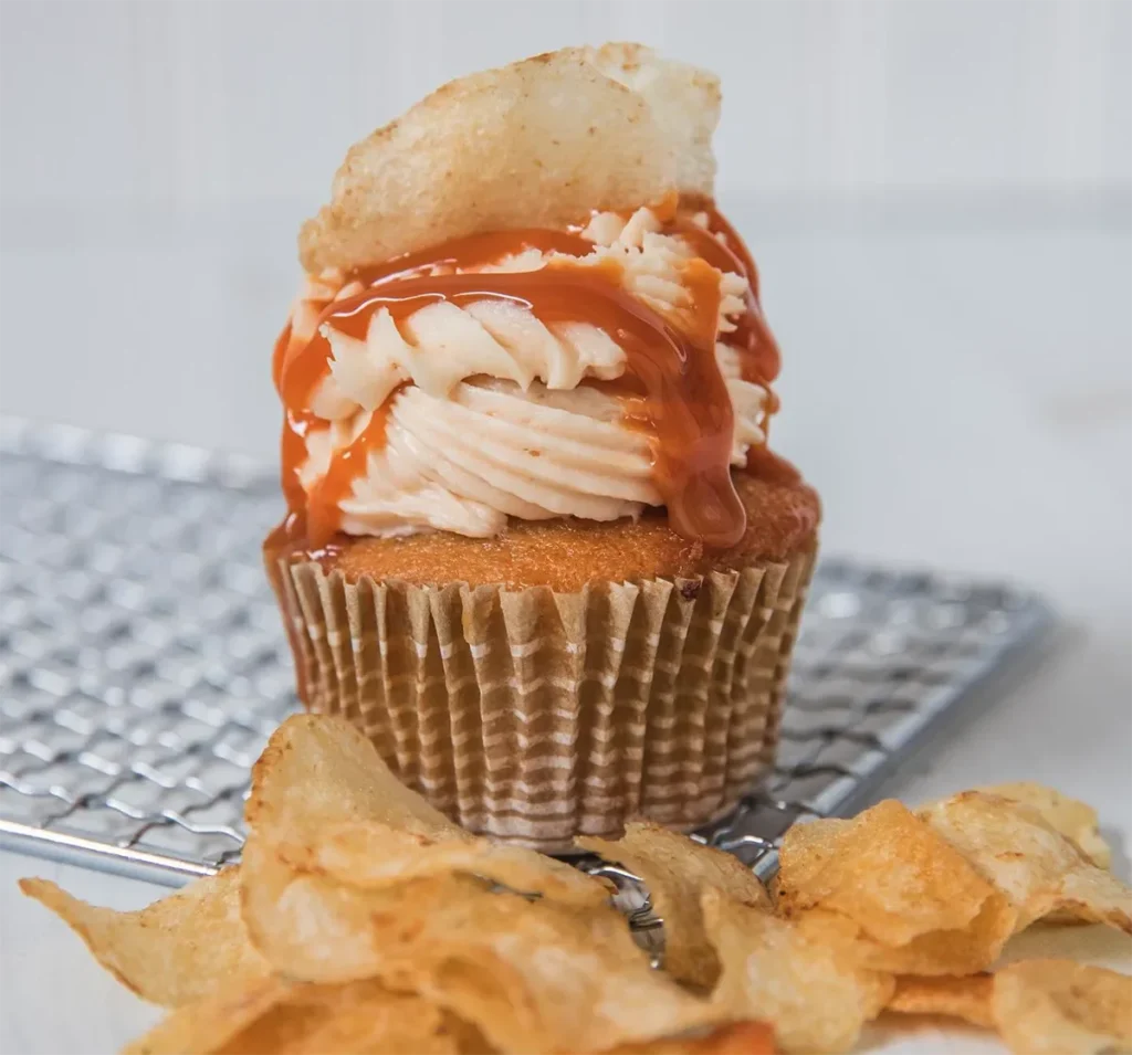 Cupcake with potato chip on top