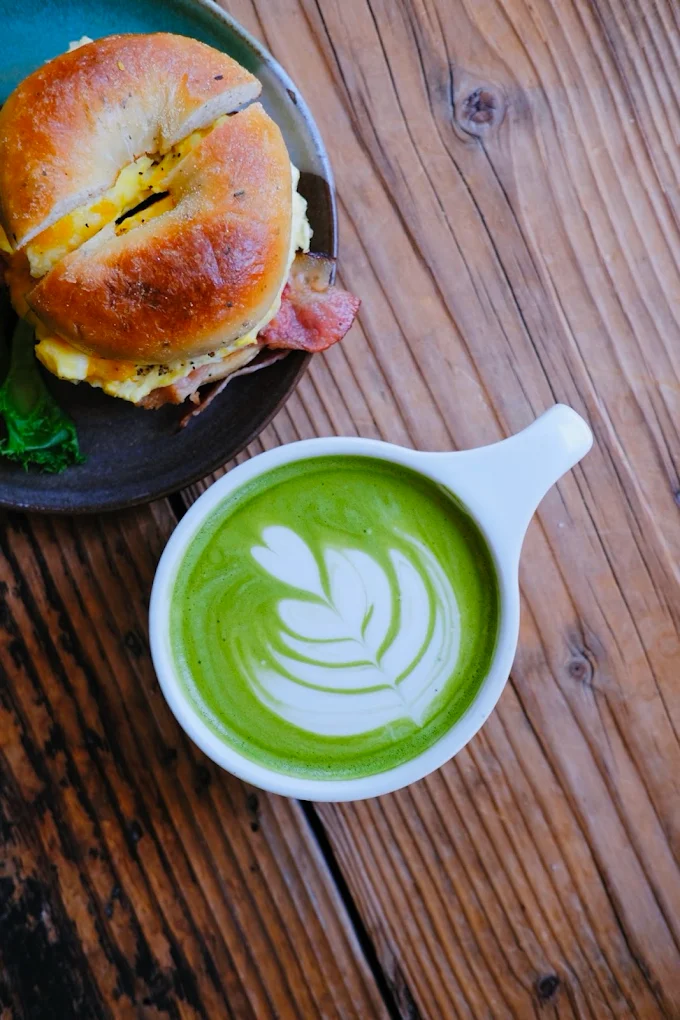 Bay park coffee matcha bagel