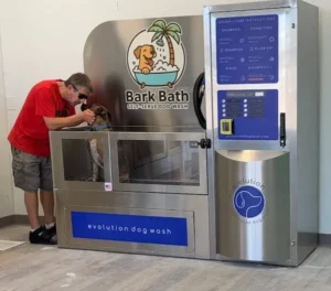 Cassidy and moose at bark bath