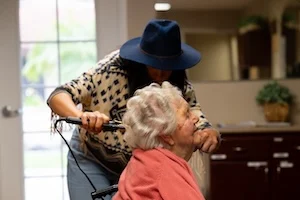 Canyon Villas resident at the salon