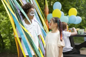 Kids having fun jungle party
