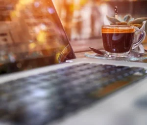 Laptop and coffee