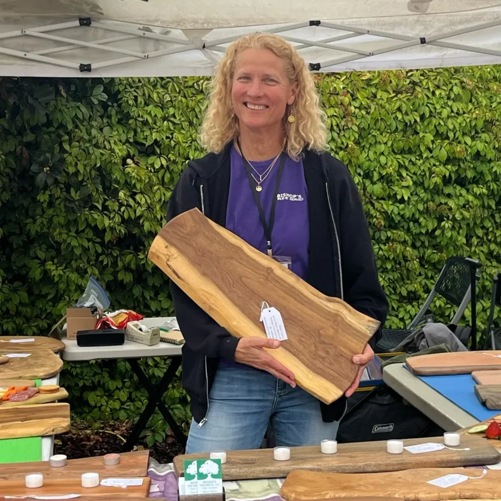 Monica holding board